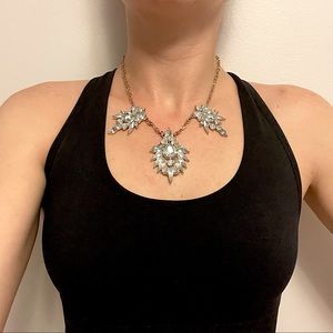 Crystal Stack Flower Snowflake Statement Necklace